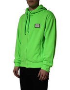 Green FullZip Fleece HoodedSweatshirt Sweater
