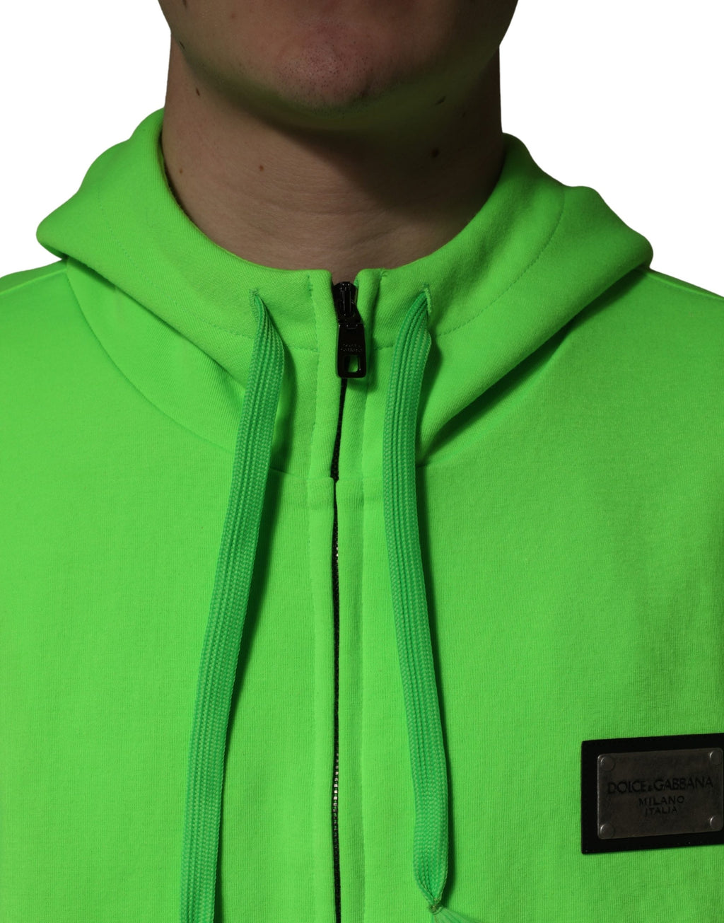 Green FullZip Fleece HoodedSweatshirt Sweater