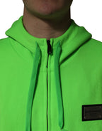 Green FullZip Fleece HoodedSweatshirt Sweater