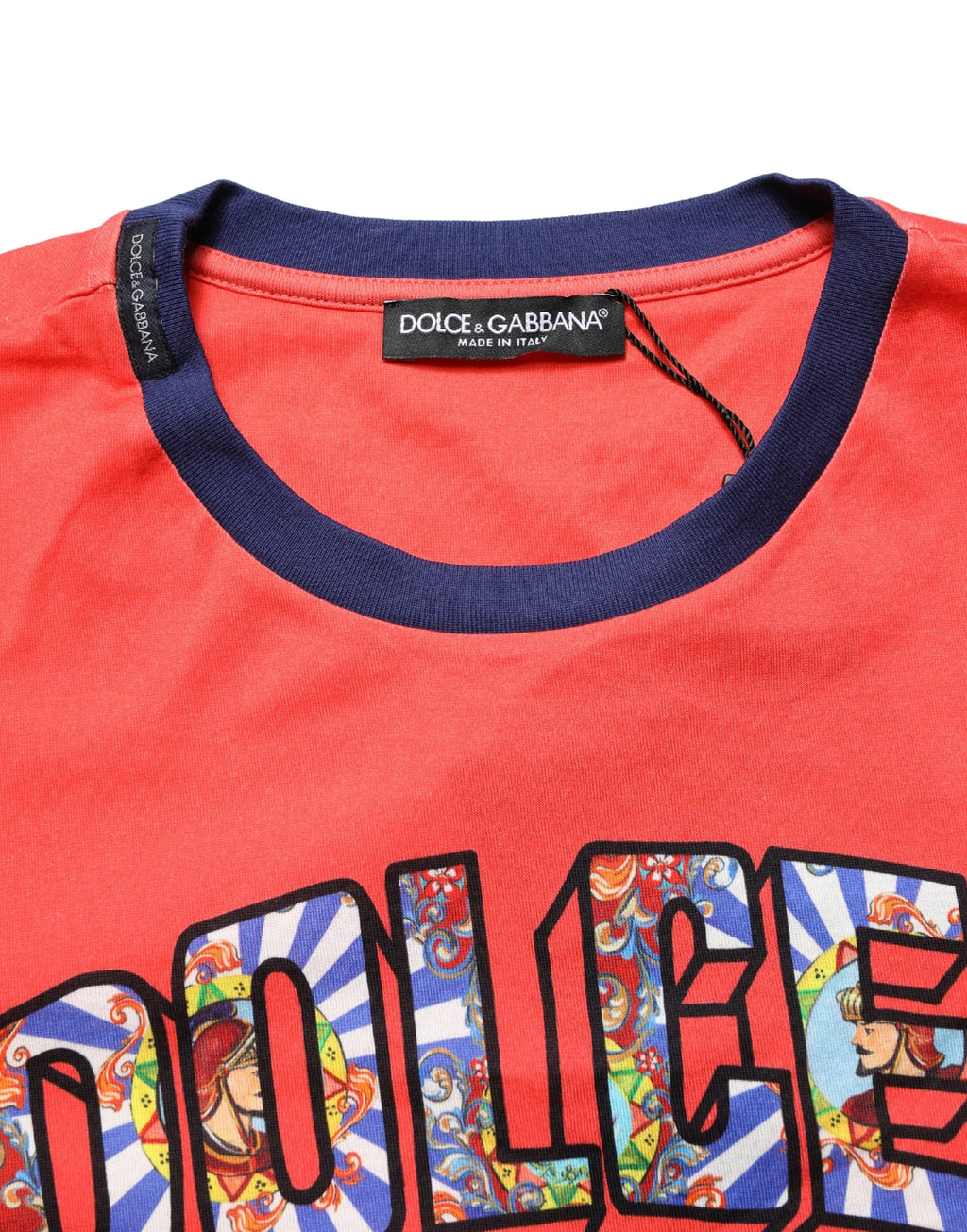 Orange Logo Print Cotton Crew Neck T-shirt