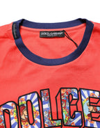 Orange Logo Print Cotton Crew Neck T-shirt