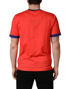 Orange Logo Print Cotton Crew Neck T-shirt