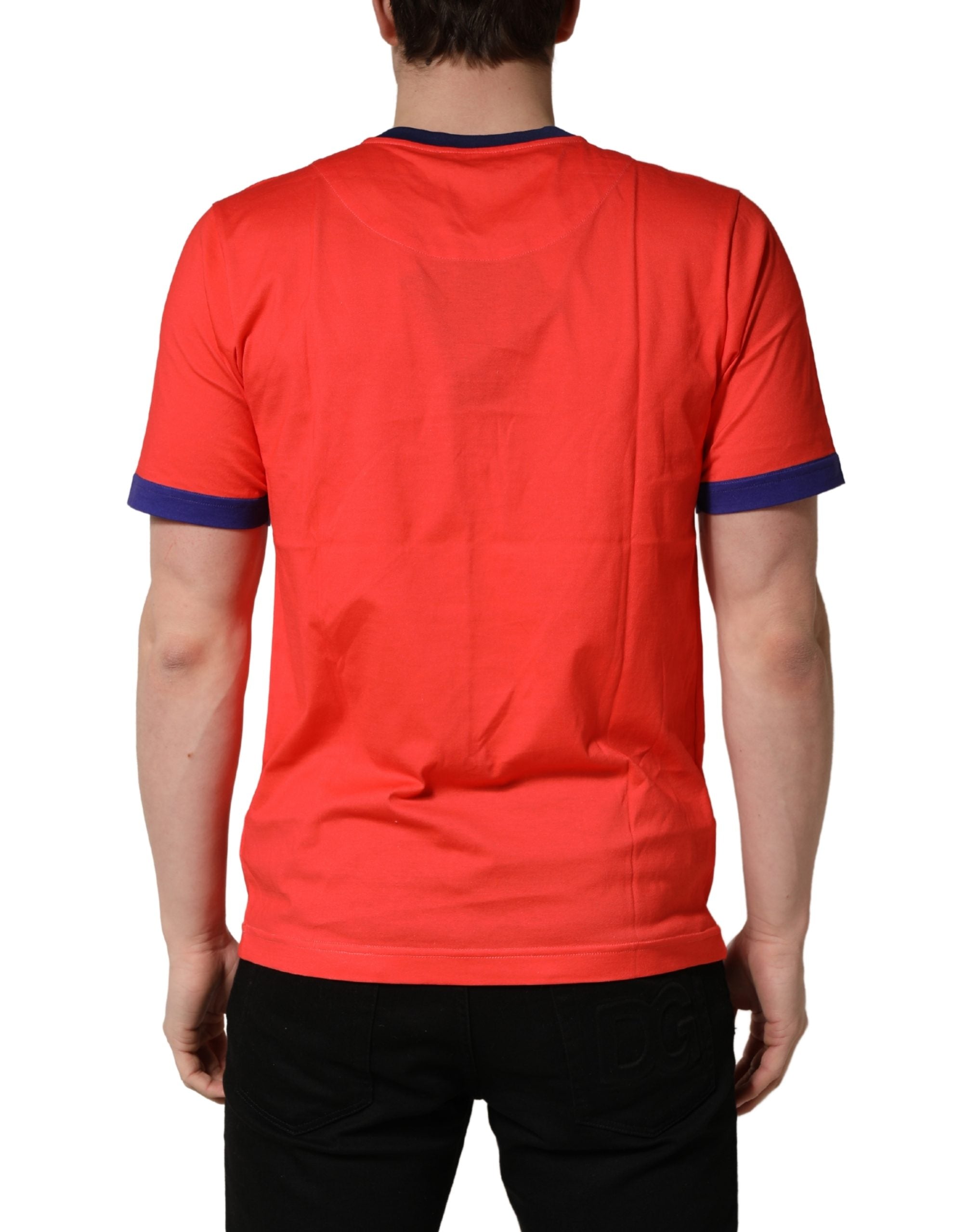 Orange Logo Print Cotton Crew Neck T-shirt