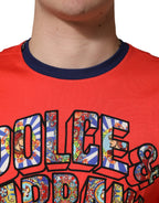 Orange Logo Print Cotton Crew Neck T-shirt