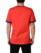 Orange Logo Print Cotton Crew Neck T-shirt