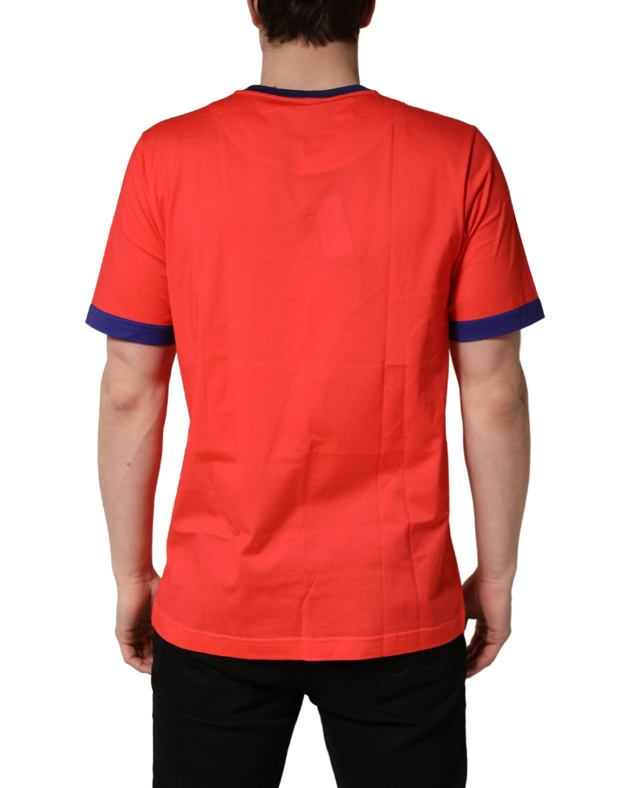 Orange Logo Print Cotton Crew Neck T-shirt