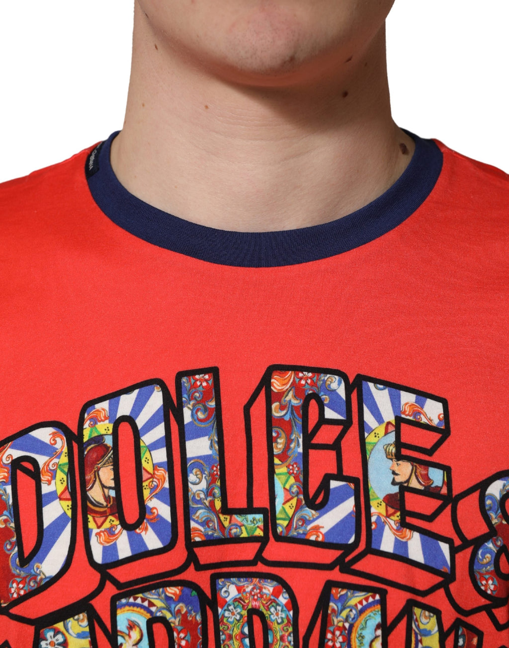 Orange Logo Print Cotton Crew Neck T-shirt