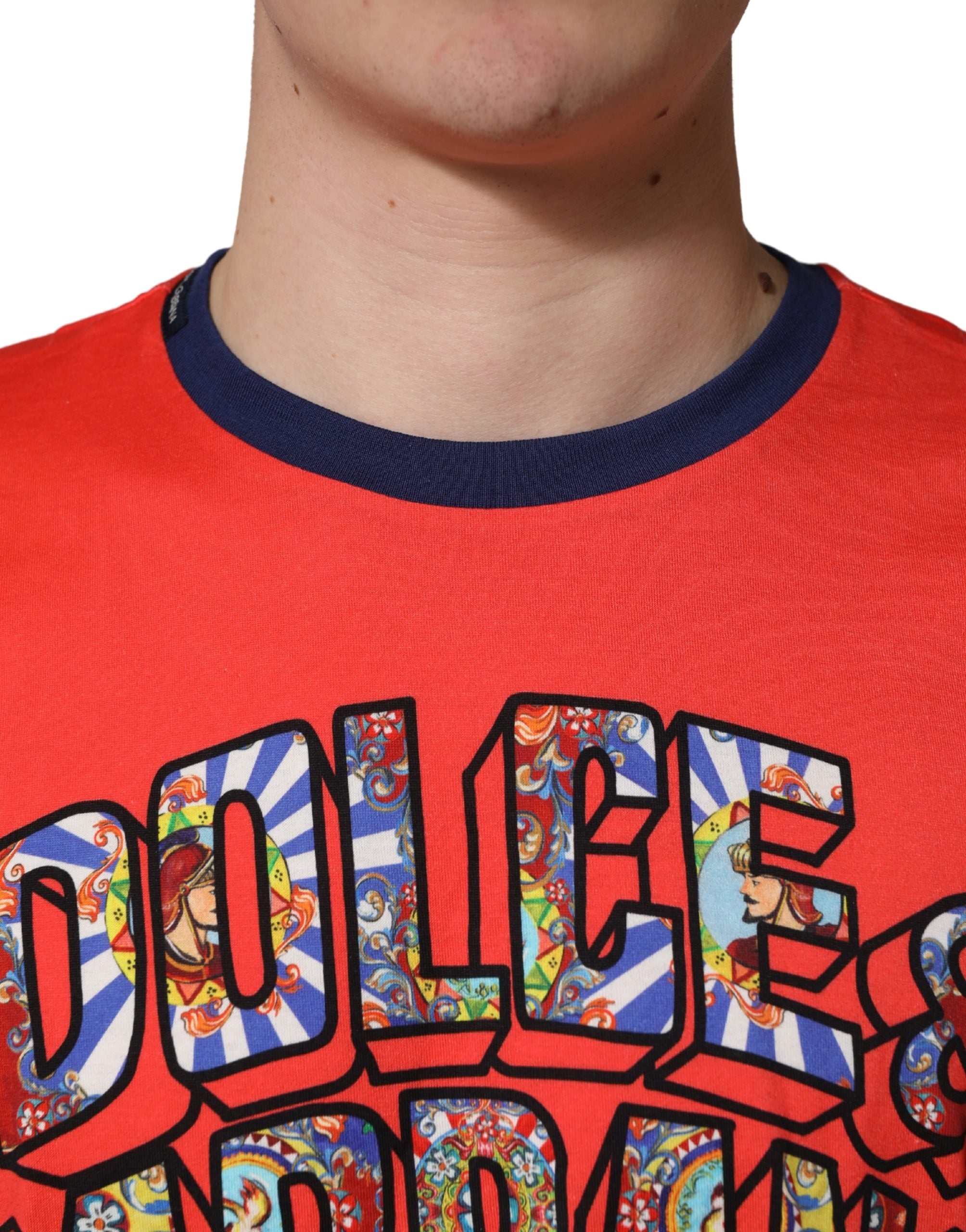 Orange Logo Print Cotton Crew Neck T-shirt