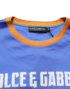 Blue Pasta Graphic Print Cotton Men Crewneck T-shirt