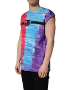 Multicolor Tie Dye Cotton Sleeveless T-shirt