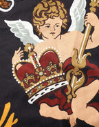 Black Angel Print Cotton Crew Neck T-shirt