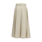 Beige Cotton Midi Skirt