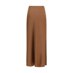 Brown Acetate Midi Skirt