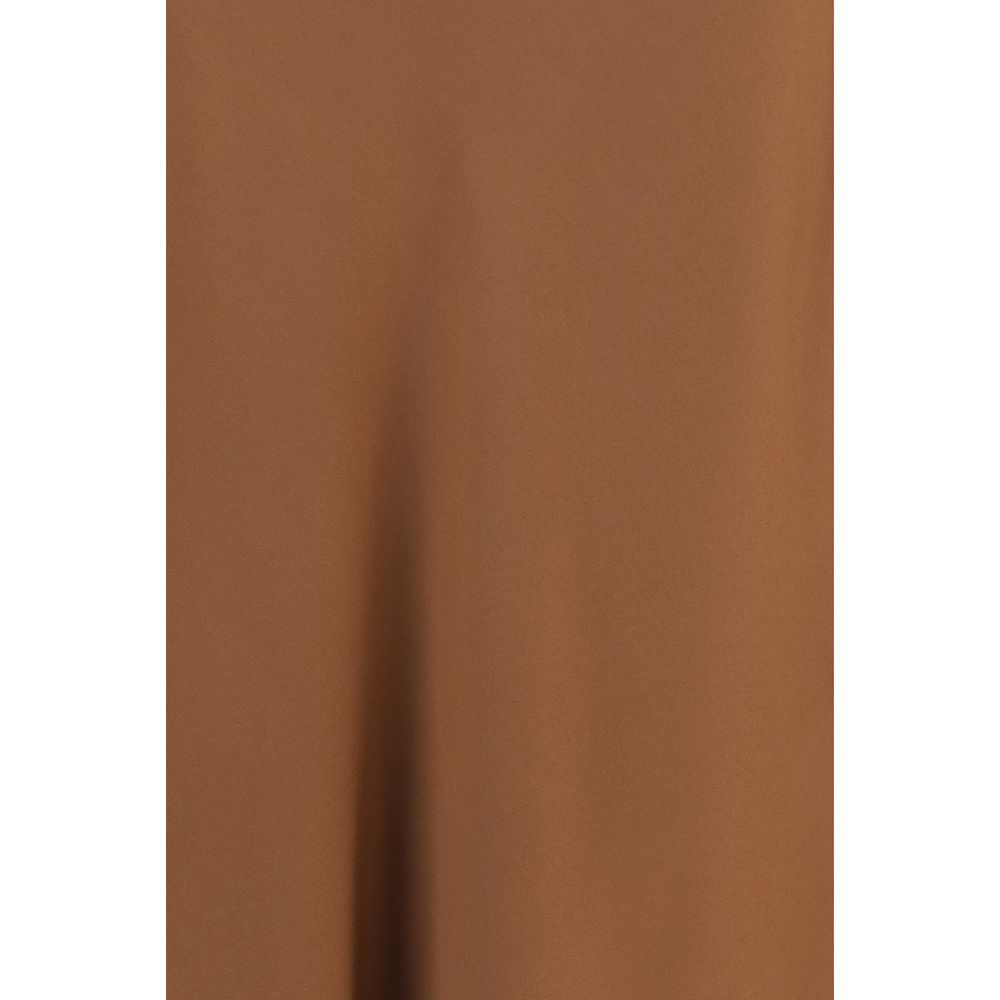 Brown Acetate Midi Skirt