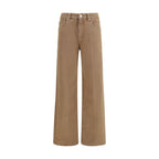 Brown Cotton Straight-Leg Jeans