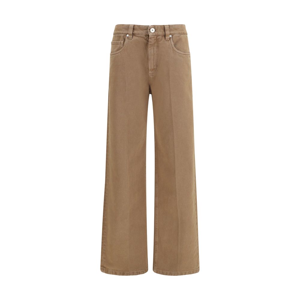 Brown Cotton Straight-Leg Jeans