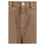 Brown Cotton Straight-Leg Jeans