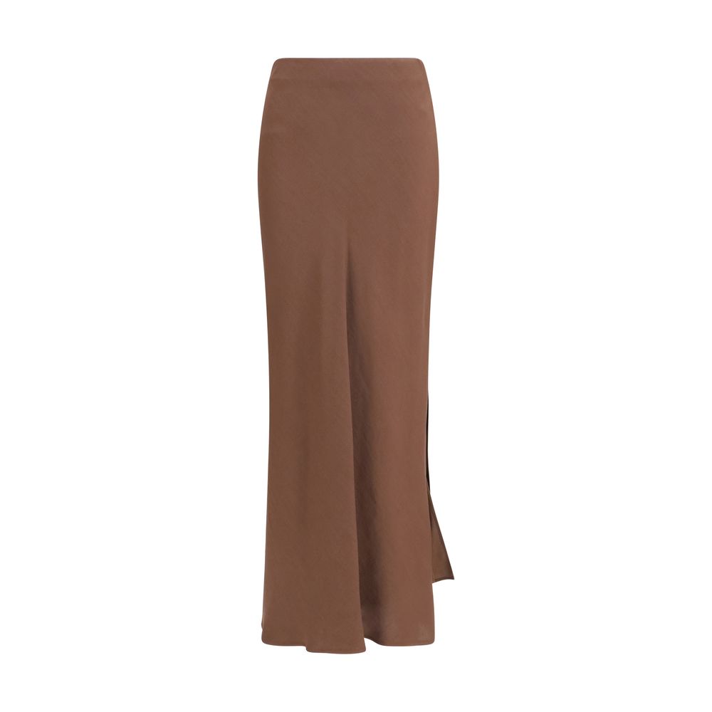 Brown Viscose Long Skirt