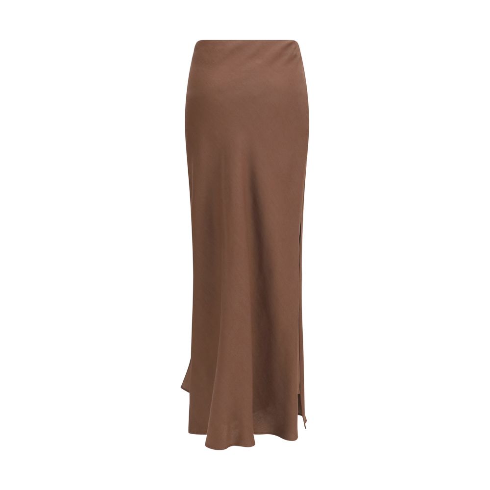 Brown Viscose Long Skirt