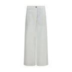 White Cotton Casual Pants