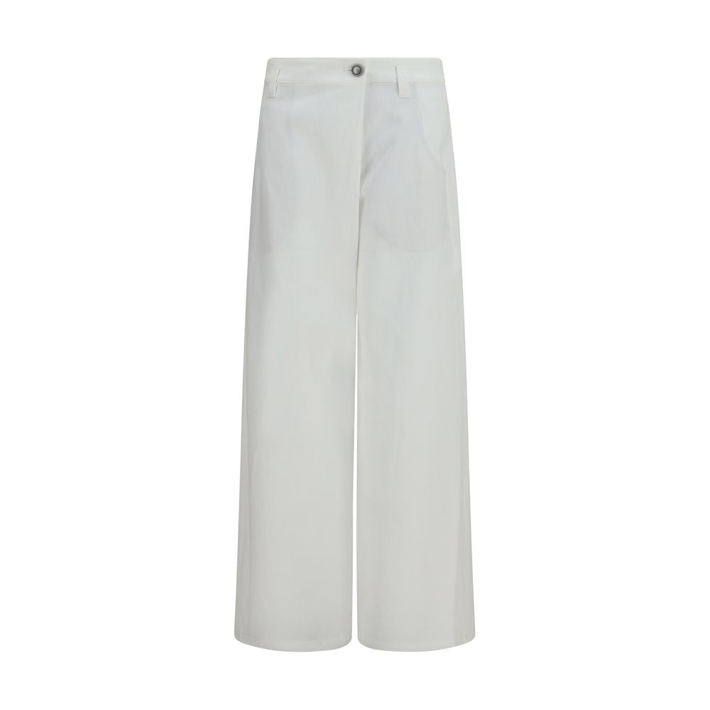 White Cotton Casual Pants