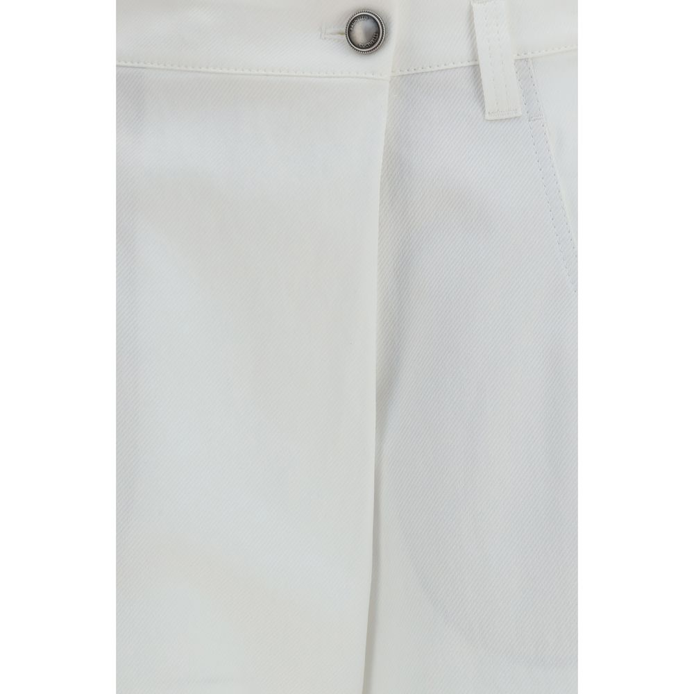 White Cotton Casual Pants