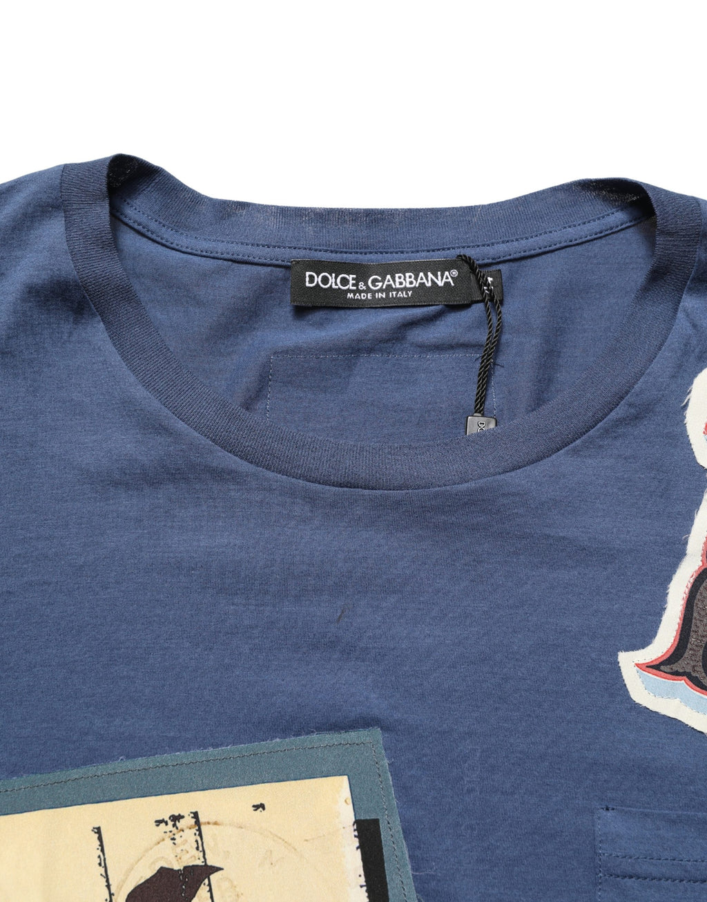 Navy Blue Cotton Graphic Crew Neck T-shirt