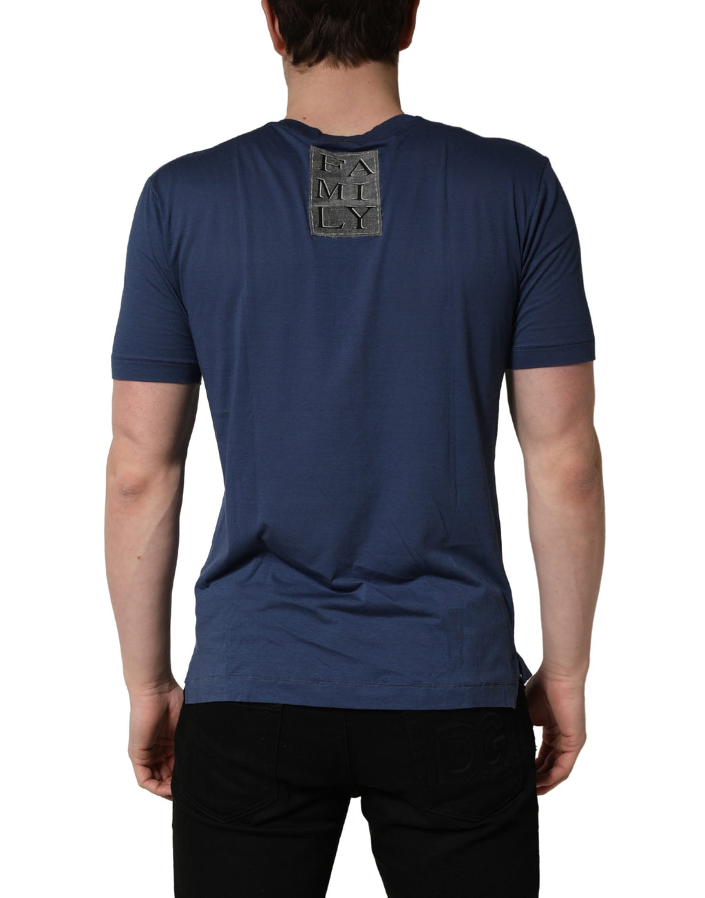 Navy Blue Cotton Graphic Crew Neck T-shirt