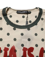 Beige Cotton Polka Dot Graphic Tee T-shirt