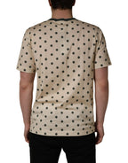 Beige Cotton Polka Dot Graphic Tee T-shirt