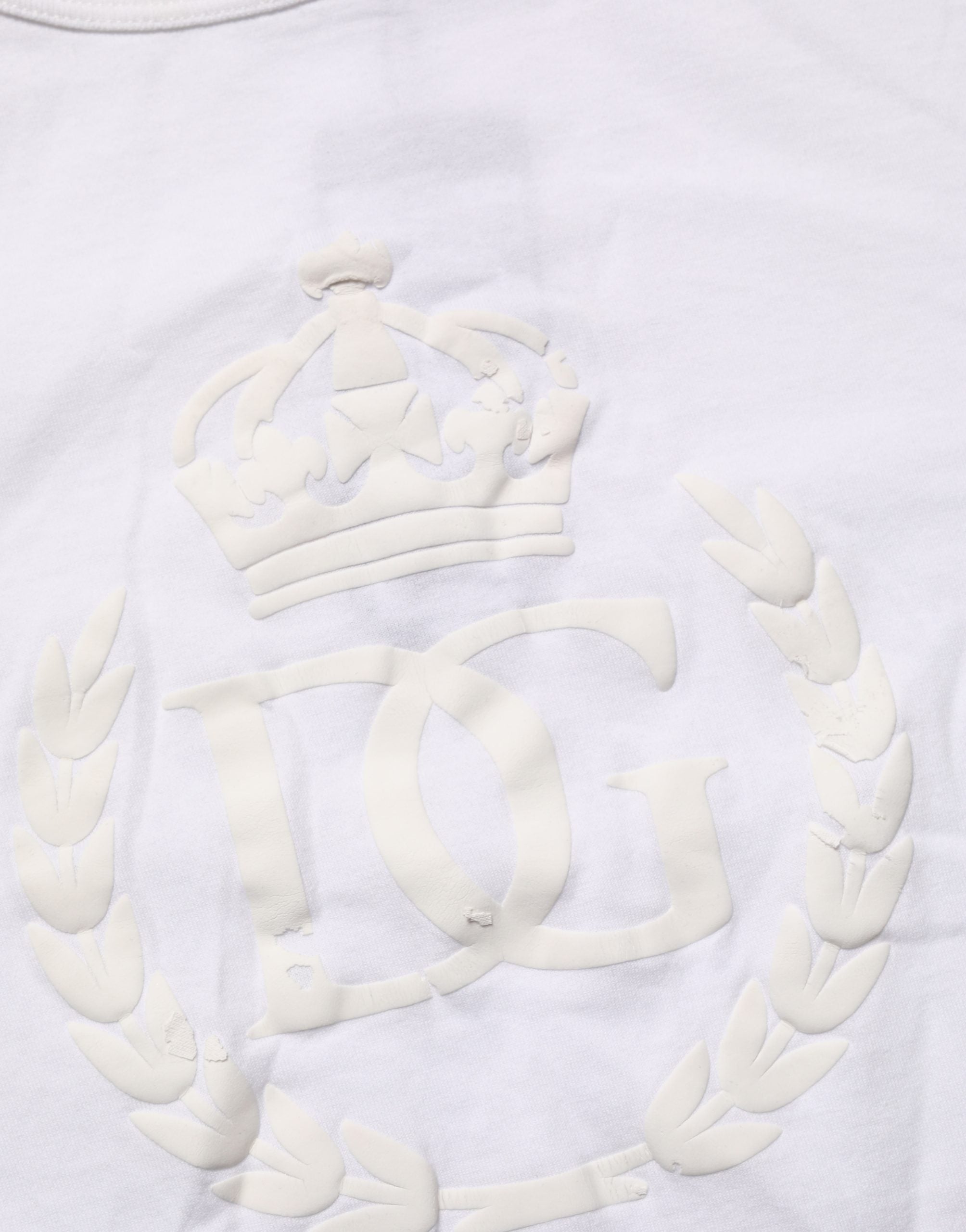 White Cotton DG Crown Embossed Men T-shirt