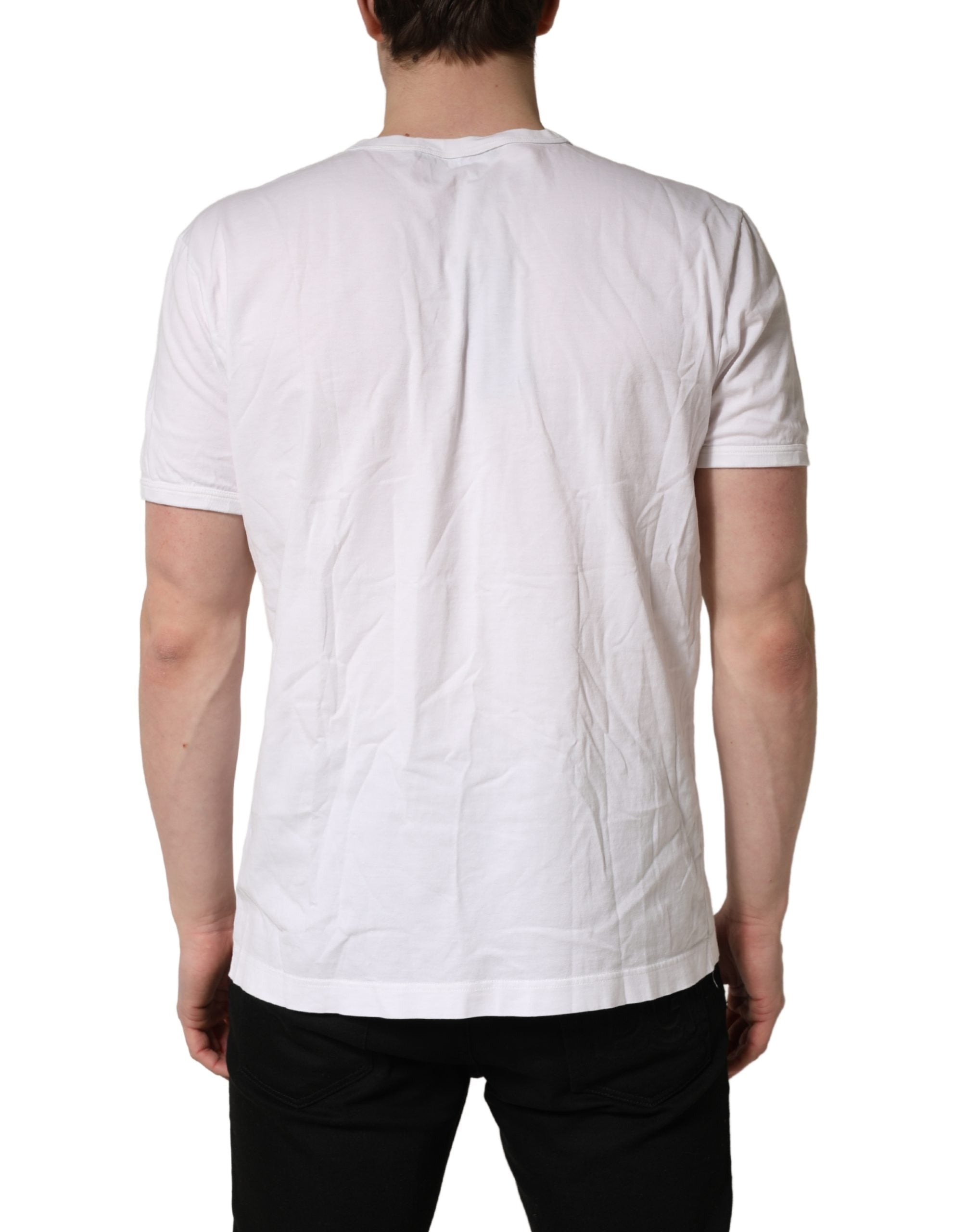 White Cotton DG Crown Embossed Men T-shirt