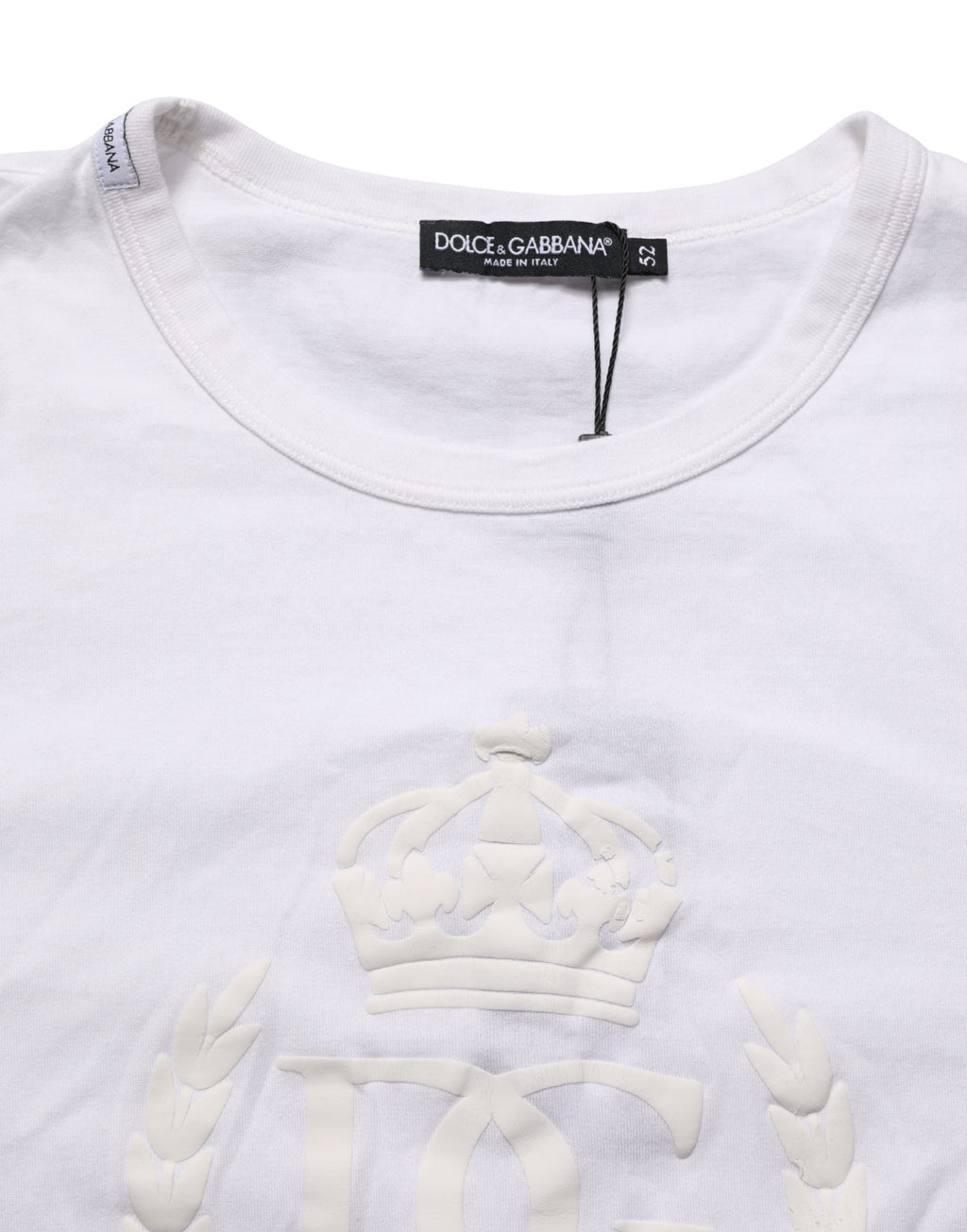 White Cotton DG Crown Embossed Men T-shirt