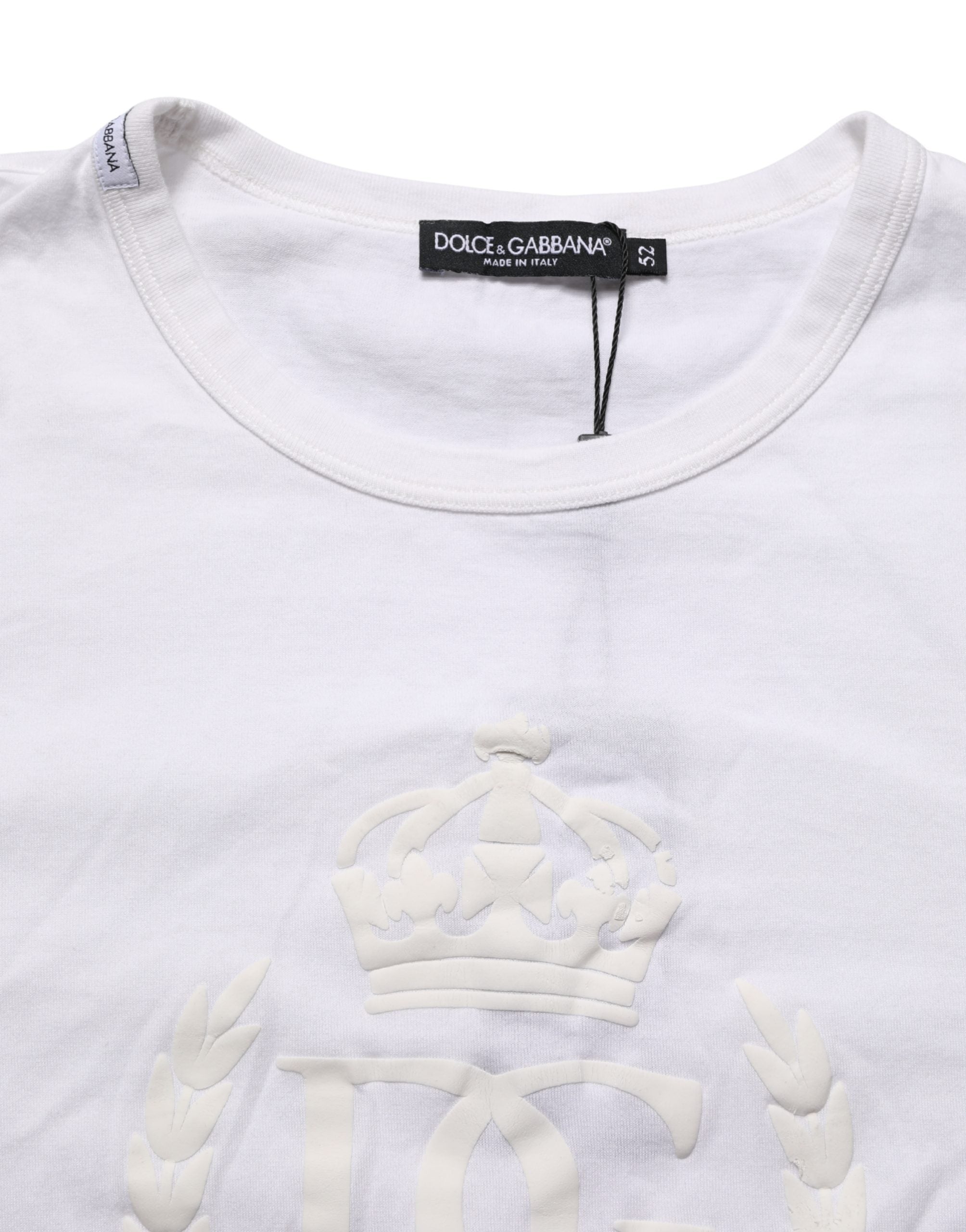 White Cotton DG Crown Embossed Men T-shirt