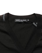 Black Cotton V-Neck Men Short Sleeves T-shirt