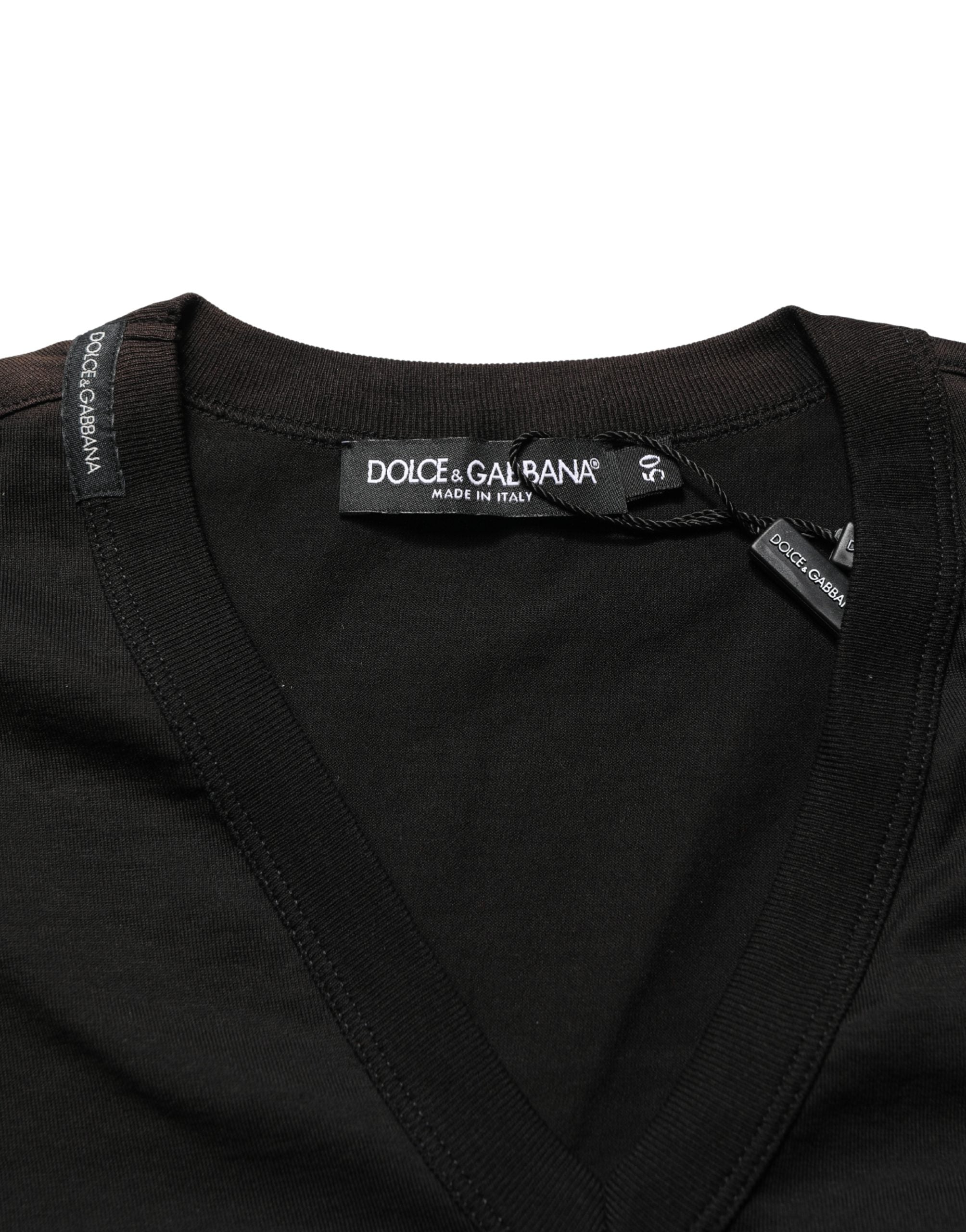 Black Cotton V-Neck Men Short Sleeves T-shirt