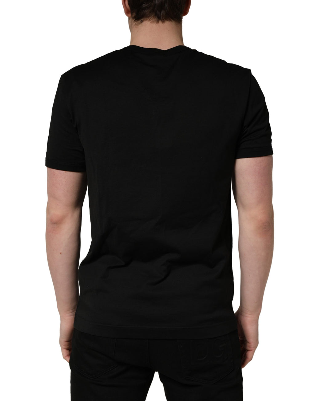 Black Cotton V-Neck Men Short Sleeves T-shirt