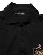Black DG Logo Palm Leaves Embroidery Polo T-shirt