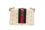 Cream Leather with a Bee and Star Print Leather Sylvie Crossbody Bag