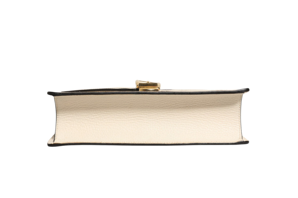 Cream Leather with a Bee and Star Print Leather Sylvie Crossbody Bag