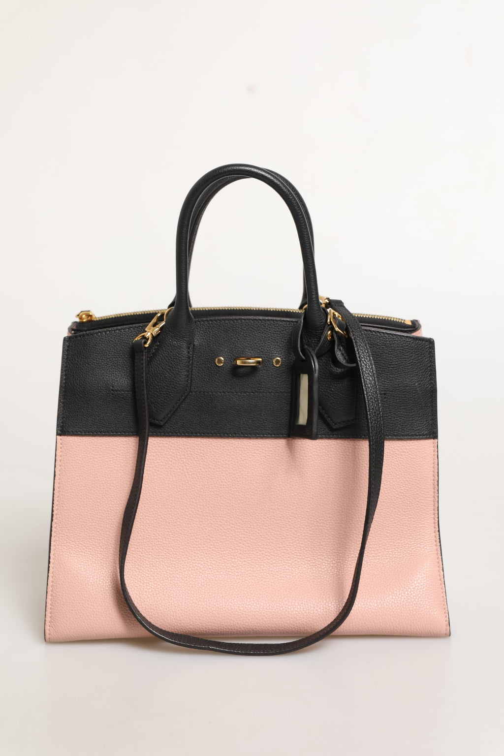 Pink and Black Leather City Steamer Leather Handbag