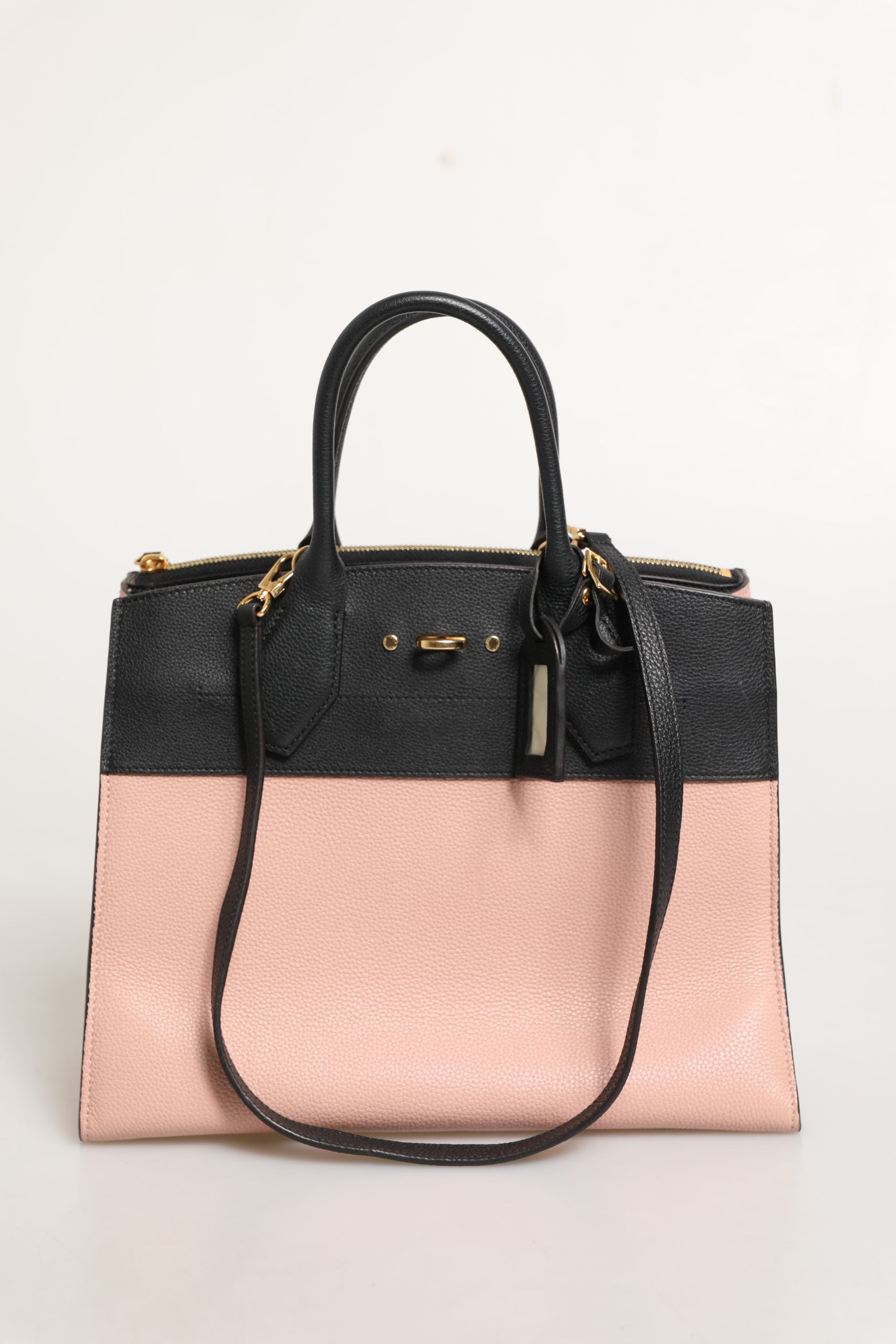 Pink and Black Leather City Steamer Leather Handbag