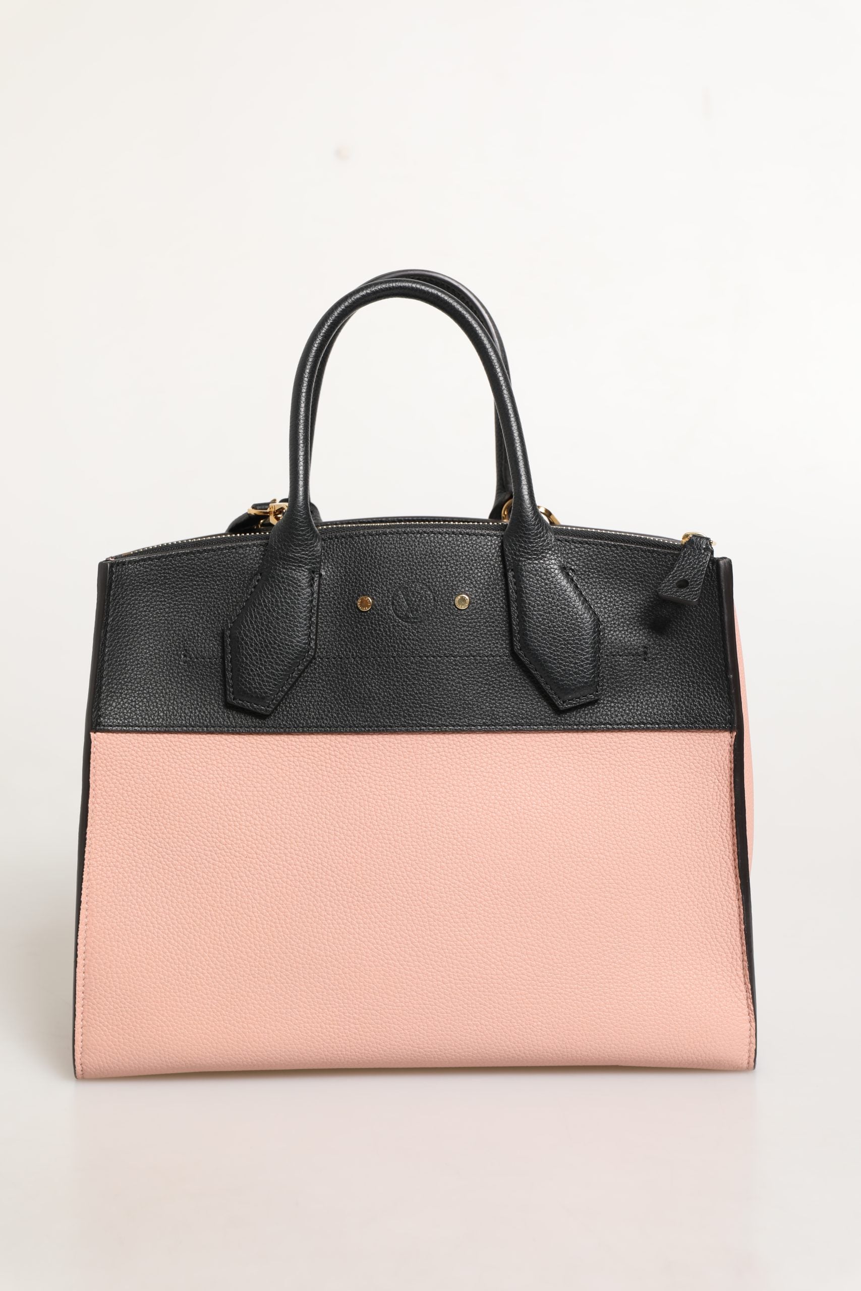 Pink and Black Leather City Steamer Leather Handbag