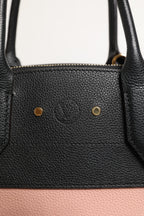 Pink and Black Leather City Steamer Leather Handbag