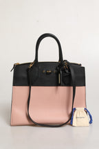 Pink and Black Leather City Steamer Leather Handbag