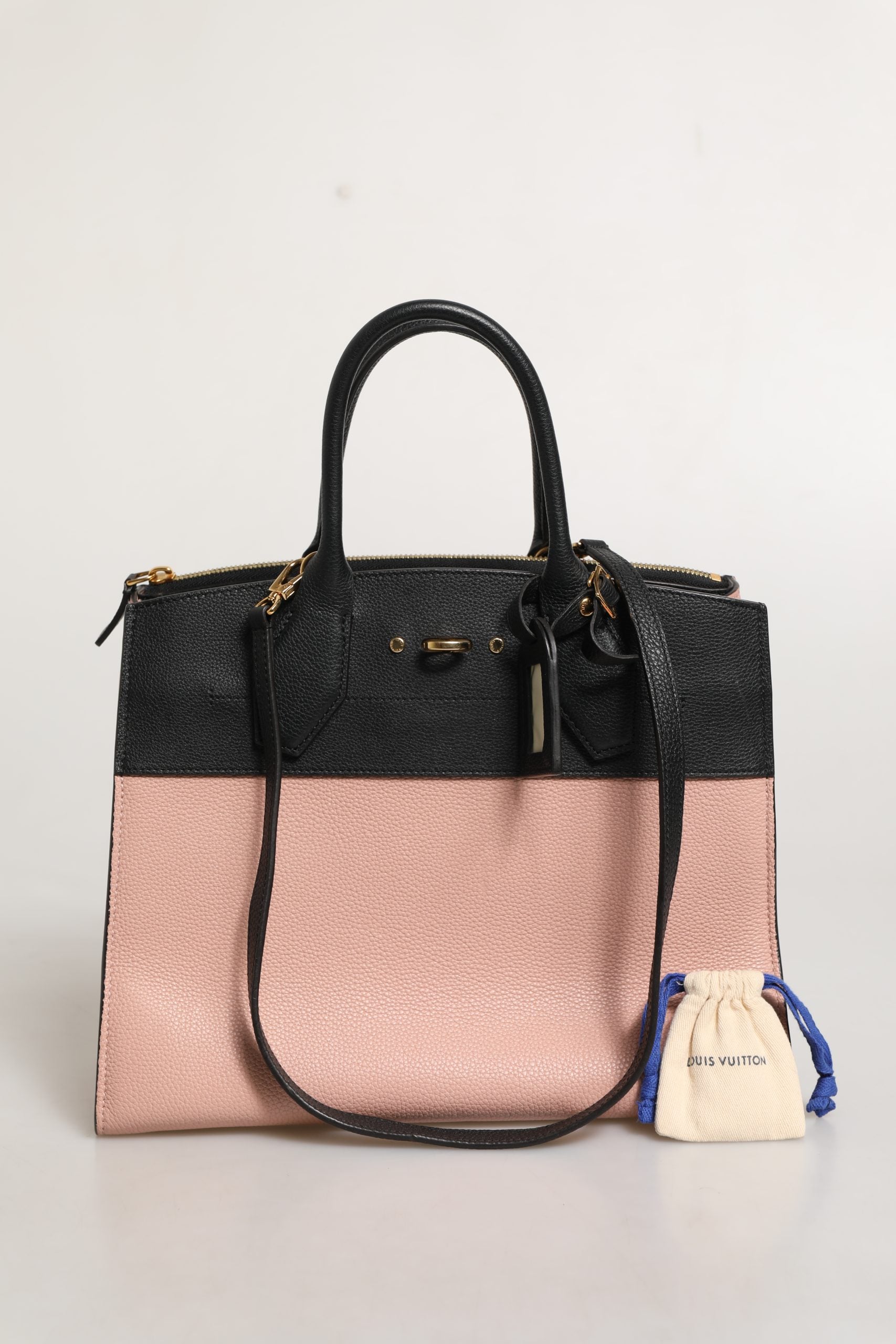 Pink and Black Leather City Steamer Leather Handbag