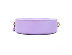 Versace Round Disco Lilac Pebbled Leather Camera Case Crossbody Bag Purse
