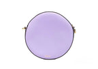 Versace Round Disco Lilac Pebbled Leather Camera Case Crossbody Bag Purse