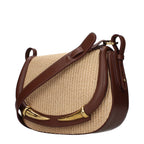 Beige Raffia Crossbody Bag