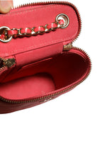 Red Caviar Quilted Small Vertical Coco Beauty Vanity Case with Chain